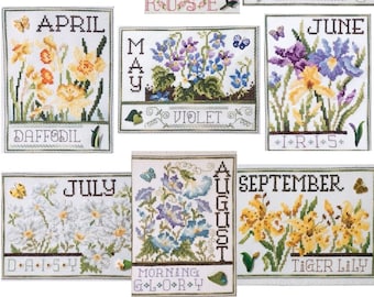 Counted Cross Stitch Pattern, Flowers of the Month, Full 12 Month Set,  Flower Motifs, Seasonal Decor, Stoney Creek, PATTERN SET ONLY