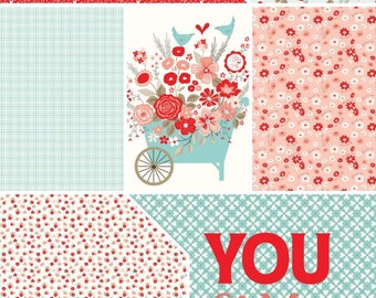 Quilt Fabric, You & Me, Quilters Cotton, Valentine's Day, Anniversary, Flowers, Hearts, Love Me, Sandy Gervais, Riley Blake