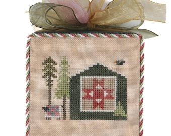Counted Cross Stitch, Quilted Frill, Christmas Decor, Quilt Star Block, Pillow Ornament, Bowl Filler, Sheep, Heart in Hand, PATTERN ONLY