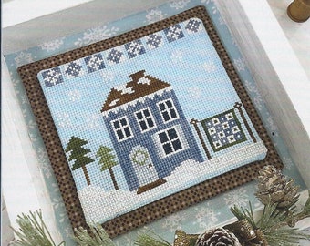 Counted Cross Stitch Pattern, Winter House, Snowflakes, Evergreen Trees, Winter Decor, Quilt, Primrose Cottage Stitches, PATTERN ONLY