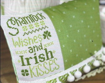 Counted Cross Stitch Pattern, Irish Kisses, St. Patrick's Day Decor, Shamrocks, Wishes, Irish Poem, Primrose Cottage Stitches, PATTERN ONLY