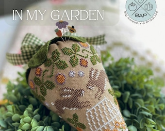 Counted Cross Stitch Pattern, There’s a Hare in My Garden, Berry Pincushion, Rabbit Motifs, Garden, Hands on Design, PATTERN ONLY