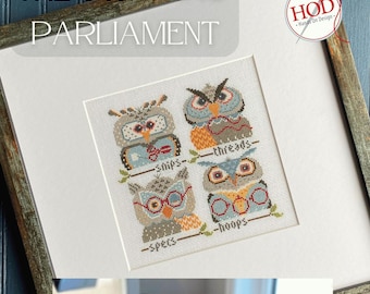 Counted Cross Stitch Pattern, The Stitching Parliament, Owl Motifs, Sampler, Cookie Cutter Dolls, Hands on Design, PATTERN ONLY