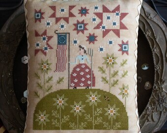 Counted Cross Stitch Pattern, Summer Hill, Patriotic Decor, Americana, American Flag, Patchwork Stars, Plum Street Samplers, PATTERN ONLY
