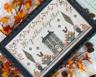 Counted Cross Stitch Pattern, We Gather Together, Country Chic, Sheep, Turkey, Pillow Ornament, The Proper Stitcher, PATTERN ONLY