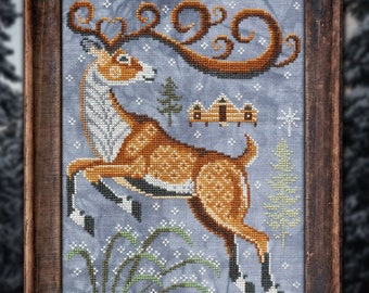 Counted Cross Stitch, A Year in the Woods, The Reindeer, Woods, Woodland Animals, Cottage Garden Samplings, PATTERN ONLY