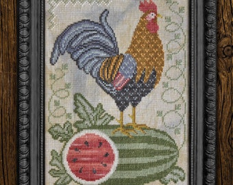 Counted Cross Stitch Pattern, Sweet Summertime, Rooster, A Time For All Seasons, Cottage Garden Samplings , PATTERN ONLY