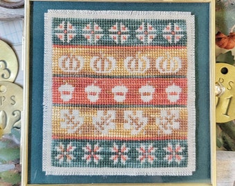 Counted Cross Stitch Pattern, Cozy, Autumn Decor, Pillow Ornament, Bowl Filler, Acorns, Hello From Liz Mathews, PATTERN ONLY