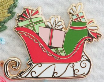 Santa's Sleigh, Needle Minder, Magnetic, Needle Holder, Embroidery Tool, Christmas Decor, Vintage Style, Beverly McCullough, Flamingo Toes