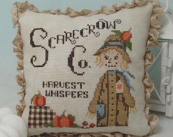 Counted Cross Stitch Pattern, Scarecrow Co, Pillow Ornament, Bowl Filler, Autumn Decor, Pumpkins, KiraLyn's Needlearts, PATTERN ONLY