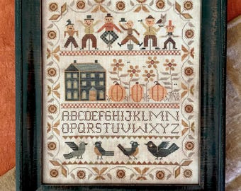 PRE-Order, Counted Cross Stitch Pattern, Scarecrow Lane, Folk Art, Primitive, Teresa Kogut, PATTERN ONLY