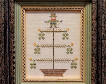 Counted Cross Stitch Pattern, Saint Patrick Feather Tree, Shamrocks, Spring Decor, Pillow, Thread Milk Design, PATTERN ONLY