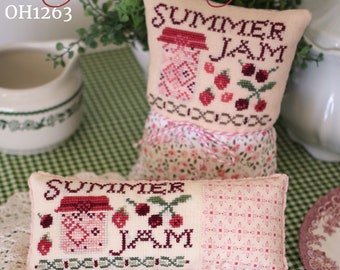 Counted Cross Stitch Pattern, Summer Jam, Summer Decor, Pillow Ornaments, Fruit Motifs, October House Fiber Arts, PATTERN ONLY