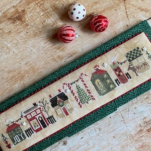 Counted Cross Stitch Pattern, Christmas Tiny Town, Christmas Decor, Banner, Christmas Drum, Candy Canes, Heart in Hand, PATTERN ONLY