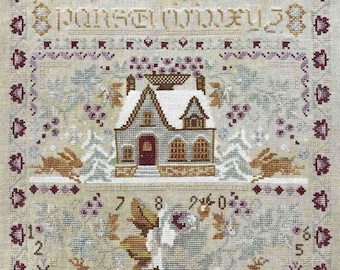 Counted Cross Stitch Pattern, Winter Rose Sampler, Winter Decor, Country Scene, Wildlife, Nurdan Kanber, Twin Peak Primitives, PATTERN ONLY