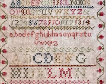 Counted Cross Stitch Pattern, Mary Ann Baker 1845, Alphabet Sampler, Reproduction Sampler, Motifs, Lucy Beam, Love in Stitches, PATTERN ONLY