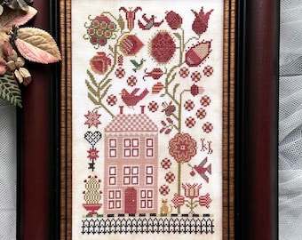 Counted Cross Stitch Pattern, Vibrant Flowers, Folk Art, Flower Motifs, Bird Motifs, Pincushion, Kathy Barrick, PATTERN ONLY