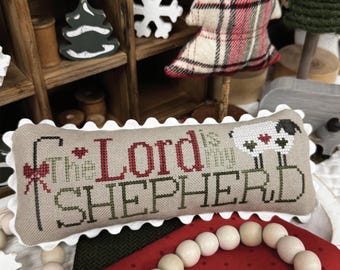 Counted Cross Stitch Pattern, The Lord is My Shepherd, Sheep, Christmas Decor, Primrose Cottage Stitches, PATTERN ONLY
