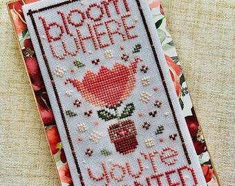 Counted Cross Stitch Pattern, Bloom Where You're Planted, Garden Decor, Bowl Filler, Religious, Sweet Wing Studio, PATTERN ONLY