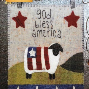 Wool Applique Pattern, Simply Sheep, Wool Wallhanging, Americana Sheep, 4th of July, Primitive Decor, Wool Mat, Sew Cherished, PATTERN ONLY