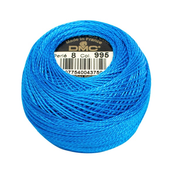 DMC Perle Cotton, Size 8, DMC 995, Electric Blue, Pearl Cotton Ball, Embroidery Thread, Punch Needle, Embroidery, Penny Rug, Wool Applique