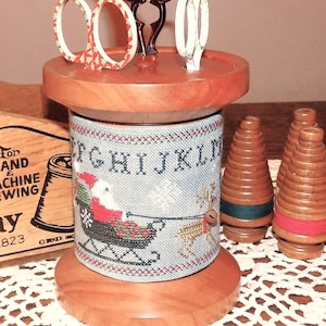 Counted Cross Stitch Pattern, Santa's Spool, Alphabet Sampler, Spool ...