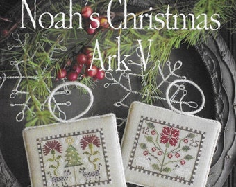 Counted Cross Stitch Pattern, Noah's Christmas Ark, Hyenas Ornament, Sheep Ornament, Christmas Decor, Plum Street Sampler, PATTERN ONLY