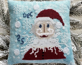 Counted Cross Stitch, Merry Santa, Christmas Decor, Snowflake Motifs, Rebecca Noland, Lucy Beam, Love in Stitches, PATTERN ONLY