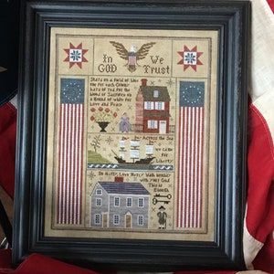 Counted Cross Stitch Pattern, Across the Sea, Patriotic Sampler, Americana, American Flag, Chessie and Me, PATTERN ONLY
