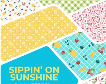 Quilt Fabric, Sippin' on Sunshine, Picnic Quilt, Summer Decor, Strawberries, Cherries, Kimberbell, Maywood Studios