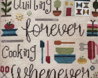 Counted Cross Stitch Pattern, Quilting Forever, Craft Room Decor, Kitchen Decor, Notions, Ezia Gladstone, New York Dreamer, PATTERN ONLY