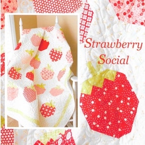 Quilt Pattern, Strawberry Social, Summer Decor, Cottage Decor, Garden Decor, Patchwork Quilt, Quilted Wall Hanging, Lap Quilt, PATTERN ONLY