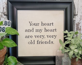 Counted Cross Stitch, Old Friends, Sign, Friendship, Celebrate Friends, Cottage Chic, Hello from Liz Mathews, PATTERN ONLY