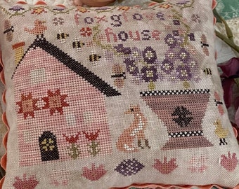 Counted Cross Stitch Pattern, Foxglove House, Wisteria Lane, Pinkeep, Ornament, Pansy Patch Quilts and Stitchery, PATTERN ONLY