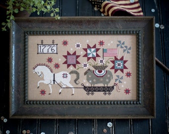 Counted Cross Stitch Pattern, Summer Delivery, Patriotic, Americana, Primitive Decor, Independence, Plum Street Samplers, Pattern Only