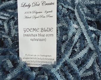 Pom Pom Trim, Yoeme Blue, Lady Dot Creates, Pom Poms, Hand Dyed Pom Poms, Polyester Poms, Sewing Notion, Sewing Accessory, Sewing Trim