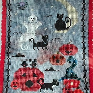 Counted Cross Stitch Pattern, Moonlight Madness, Halloween Decor, Pillow Ornament, Bowl Filler, Cats, Praiseworthy Stitches, PATTERN ONLY
