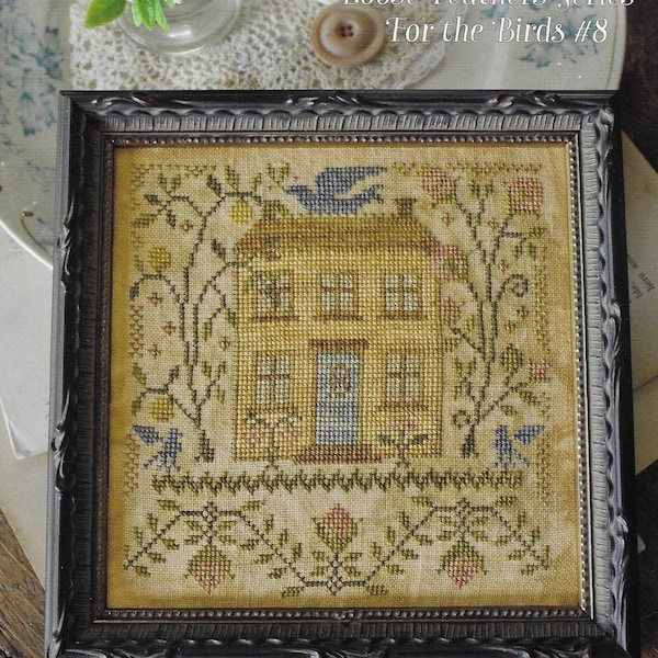 Counted Cross Stitch Pattern, The Summer Beaming Forth, Bird, Bloom, Primitive Decor, Colonial House, Blackbird Designs, PATTERN ONLY