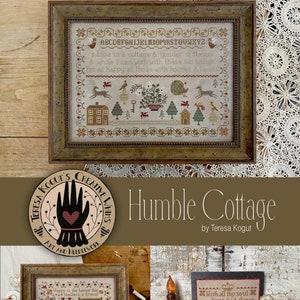 Counted Cross Stitch Pattern, Humble Cottage, Folk Art, Primitive, Early American Folk Art, Teresa Kogut, PATTERN ONLY