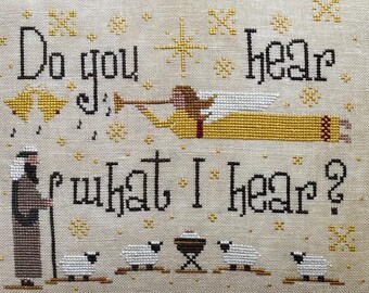 Counted Cross Stitch Pattern, Do You Hear What I Hear?, Pillow, Christmas Decor, Baby Jesus, Ezia Gladstone, New York Dreamer, PATTERN ONLY