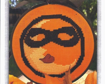 Counted Cross Stitch Pattern, Man in the Moon, Masked Face, Halloween Decor, Pillow, Ornament, Bowl Filler, Luhu Stitches, PATTERN ONLY