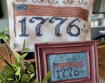 Counted Cross Stitch Pattern, 1776 Project Bag, Patriotic, United States Flag, Pillow Ornament, Anchors, Thread Milk Design, PATTERN ONLY