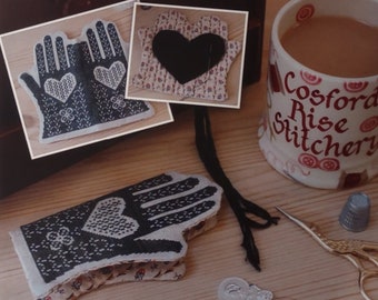 Counted Cross Stitch, From the Heart Needlebook, Country Rustic, Gloved Hands, Heart in Hand, Cosford Rise Stitchery, PATTERN ONLY