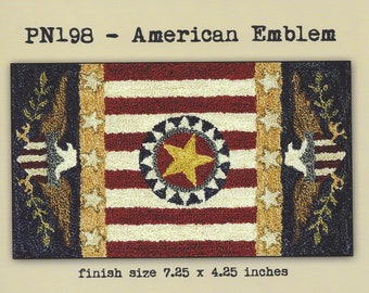 Punch Needle Pattern, American Emblem, Primitive Decor, Patriotic, American Eagle, Flag, Teresa Kogut, Punch Needle Embroidery, PATTERN ONLY