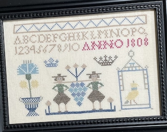 Counted Cross Stitch Pattern, Little Dutch 1808 Sampler, Adaptation Sampler, From the Heart, NeedleArt by Wendy, PATTERN ONLY