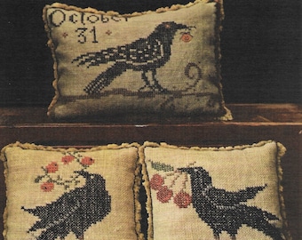 Cross Stitch Pattern, A Murder...of Crows, Cross Stitch Sampler, Halloween Decor, Black Crows, Primitive Decor, La-D-Da, PATTERN ONLY