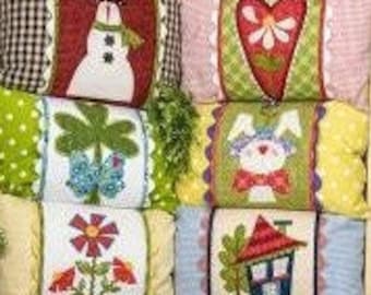 Quilt Applique Pattern, Wrapped in Love, Pillow Cover, Appliqued Pillow Wraps, Seasonal Monthly, The Whole Country Caboodle, PATTERN ONLY