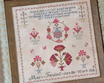 Counted Cross Stitch Pattern, Red Haven #6, Mary Fielding, Antique Reproduction, Flower Motifs, Thread Milk Design, PATTERN ONLY