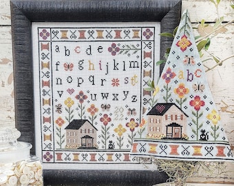 Counted Cross Stitch Pattern, Gardenside Sampler & Tree, Garden Decor, Summer Decor, Hello from Liz Mathews, PATTERN Only