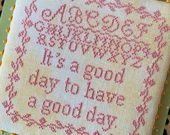Counted Cross Stitch Pattern, It's a Good Day, Flower Motif, Garden Decor, Alphabet Sampler, Ornament, Jean Farish, PATTERN ONLY